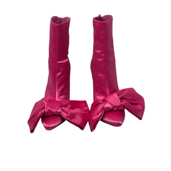 Pink Elephant hot pink Iconic Bow heel booties size 42 - Picture 1 of 8